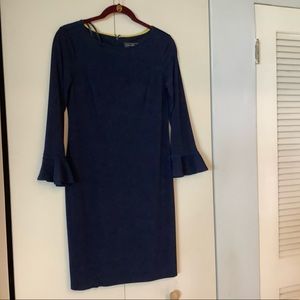 Navy blue long sleeve dress, ruffle edged sleeve